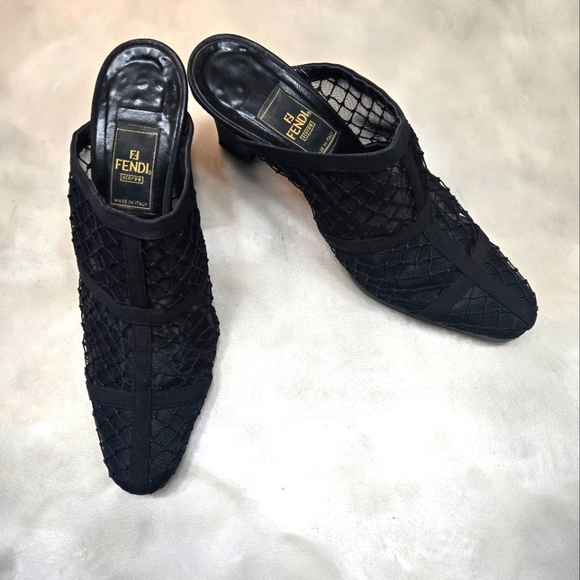 Fendi Black Mules Slip On Size 37 - Picture 1 of 9